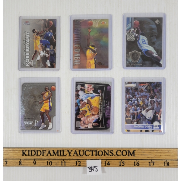 LOT OF 6 - BASKETBALL TRADING CARDS - INCL FLEER KOBE BRYANT & TOPPS SHAQUILLE O'NEAL