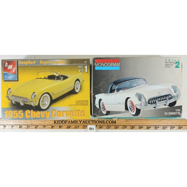 LOT OF 2 - ERTL AMT & MONOGRAM '53 CORVETTE & '55 CHEVY CORVETTE MODEL KITS