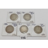 Image 1 : LOT OF 5 - 1909 - 1918 CDN 50 CENT PCS