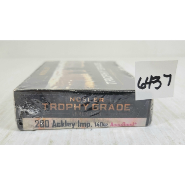 AMMO: 20X NOSLER TROPHY GRADE .280 ACKLEY IMP - 140GR - ACCUBOND - SEALED