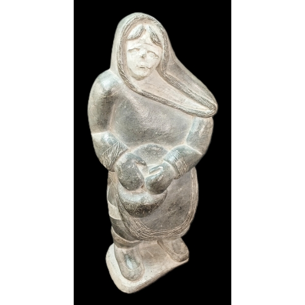 WOMAN W/ RING SEAL HIDE - SIGNED - STONE