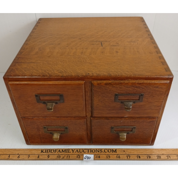 OAK DOVETAILED FILE CARD CABINET
