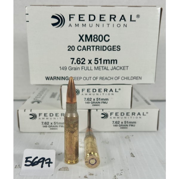AMMO: 80X FEDERAL 7.62X51 MM NATO - 149 GR FMJ