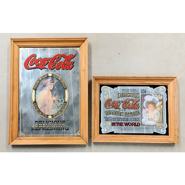 LOT OF 2 - COCA-COLA BAR MIRROR SIGNS