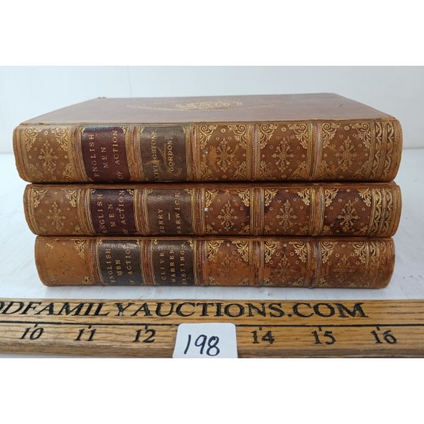 LOT OF 3 - 1891 & 1893 "ENGLISH MEN OF ACTION" VOL'S. - HARDCOVER BOOKS