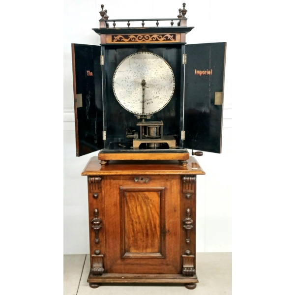 THE IMPERIAL DISC MUSIC BOX - CIRCA 1850-70's - TIGER OAK