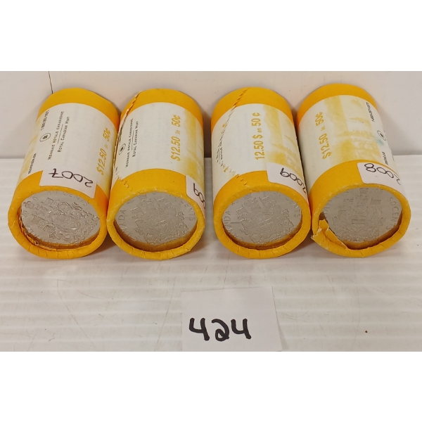LOT OF 4 - 2007 - 2009 RCM 50 CENT ROLLS