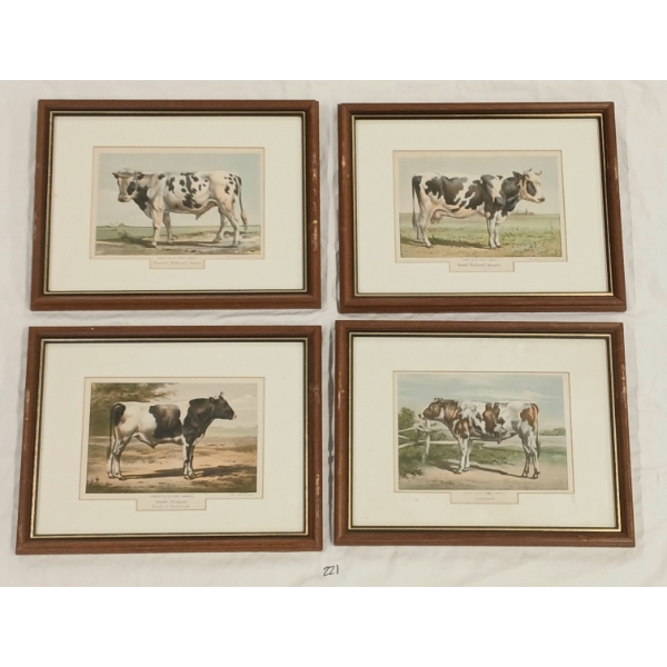 LOT OF 4 - EMRIK & BINGER FARM COWS - FRAMED LITHOGRAPH PRINTS