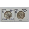 LOT OF 2 - 1952 & 1953 US 50 CENT SILVER COINS