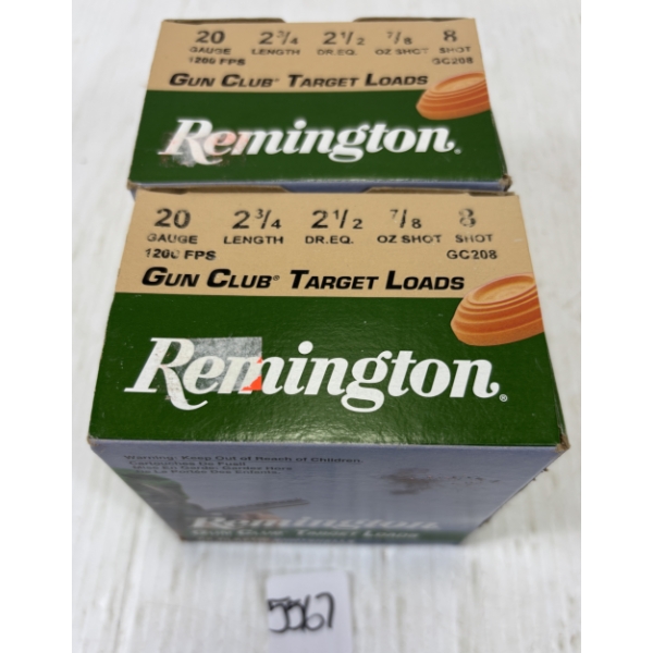 AMMO: 50 X REMINGTON 20 GA 2 3/4 INCH NO 8