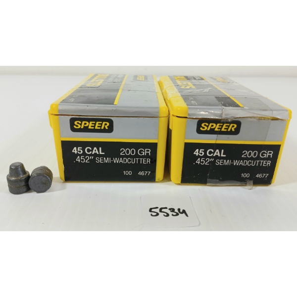 BULLETS: APPROX 200X SPEER .45 - 200GR - SEMI-WADCUTTER