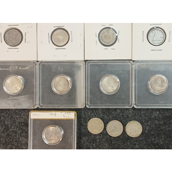 LOT OF 12 - 1938-1962 CDN 10 CENT COINS
