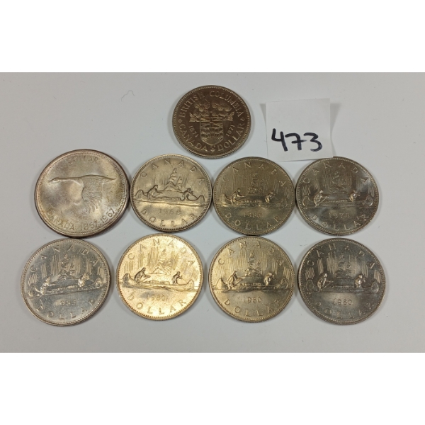 LOT OF 9 - CDN DOLLAR PCS - INCL SILVER 1967