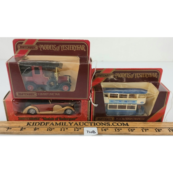 LOT OF 4 - MATCHBOX DIECAST MODELS OF YESTERDAY MODELS - Y-11 1938 LAGONDA COUPE, ETC