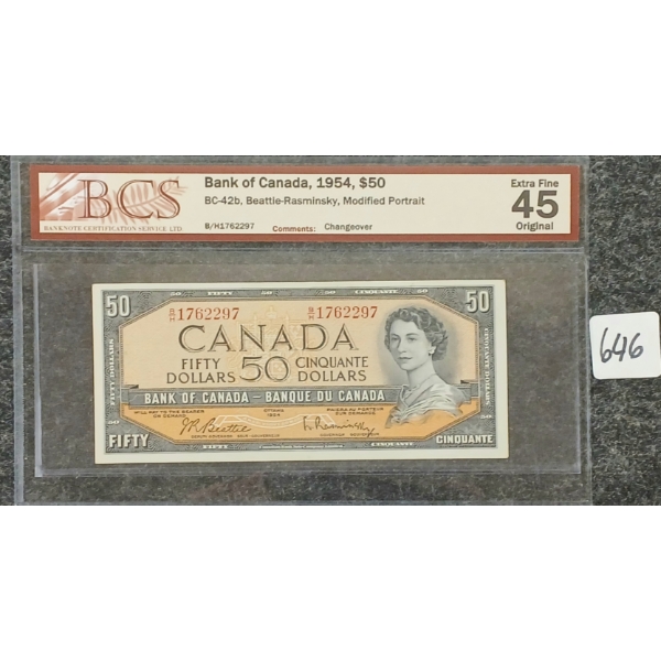 1954 CDN $50 BANKNOTE - BCS GRADED