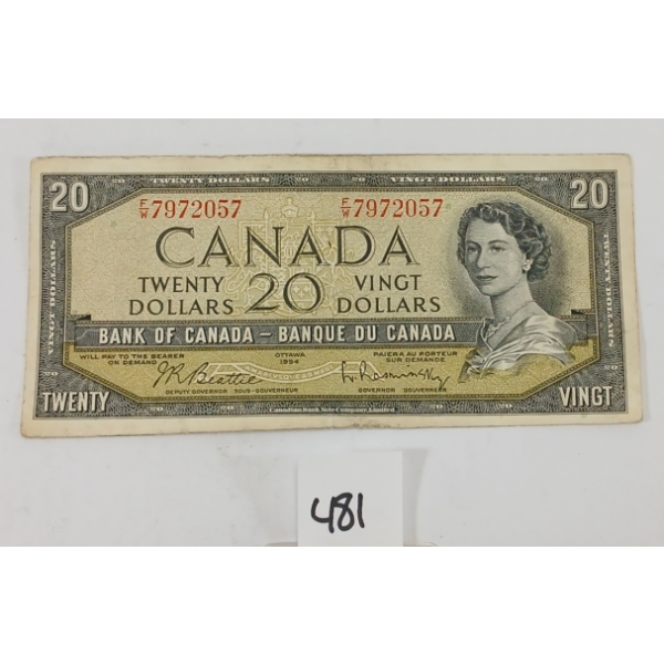 1954 CDN $20 BANKNOTE