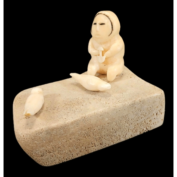 "MOUNTED SEALS" BY EMMA NATAKOK (1915 - ?) - BONE