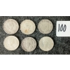 Image 2 : LOT OF 6 - 1939, 1950 & 1963-1966 CDN 25 CENT COINS
