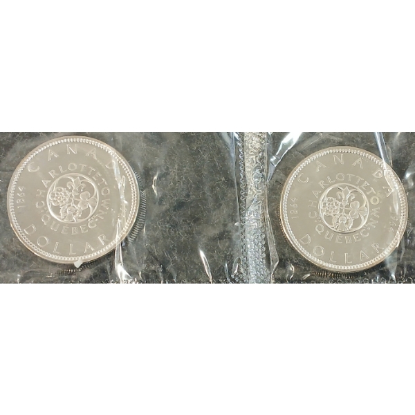  LOT OF 2 - 1964 CDN SILVER DOLLARS - CHARLOTTETOWN