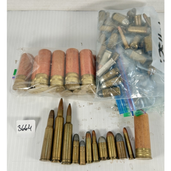AMMO: APPROX 105X MIXED RIFLE, HANDGUN & SHOTGUN CARTRIDGES