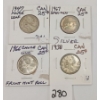 Image 1 : LOT OF 4 - CDN 25 CENT SILVER PCS - INCL 1938, 1947, 1966 & 1967