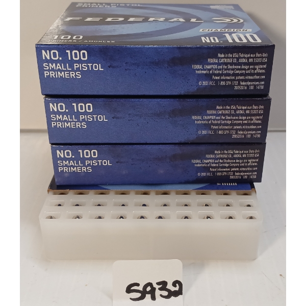 PRIMERS: 400X FEDERAL NO. 100 SMALL PISTOL PRIMERS