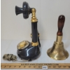 Image 2 : LOT OF 2 - CANDLESTICK ROTARY PHONE & BRASS HAND BELL