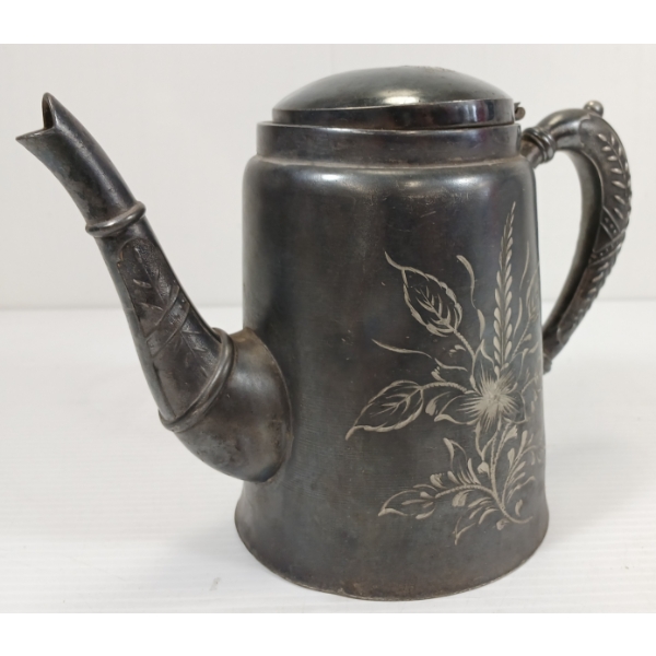 PEWTER FLORAL COFFEE KETTLE