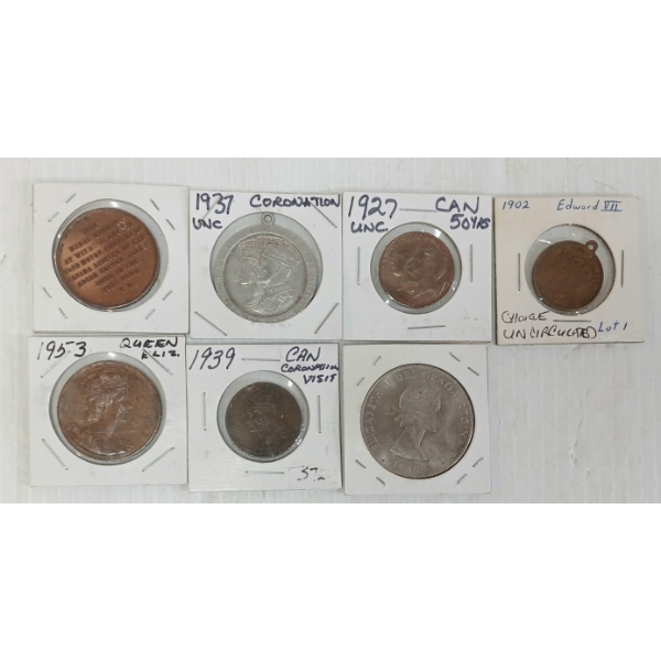 LOT OF 7 - 1902-1965 CORONATION COINS - UNCIRCULATED