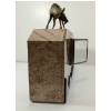 Image 5 : ART DECO DEER FIGURE MANTLE CLOCK W/ BOOKENDS - ONYX & MARBLE