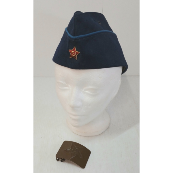 LOT OF 2 - SOVIET RUSSIAN FIELD CAP & BELT BUCKLE