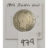 1906 U.S. SILVER BARBER HALF DOLLAR