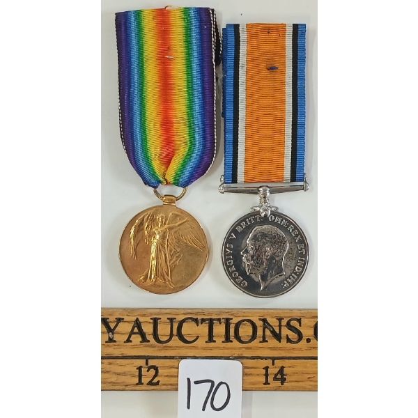 LOT OF 2 - WWI MEDALS - PTE. W.F. SPRY C.S.E.F.
