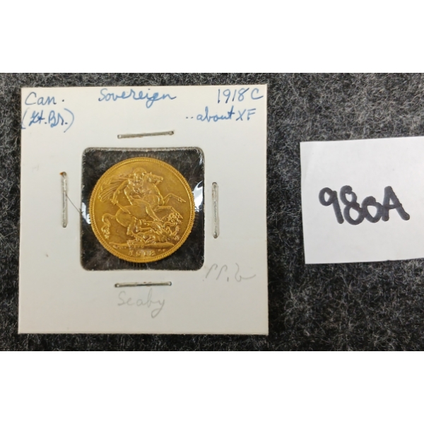 1918 OTTAWA SOVEREIGN 22KT GOLD COIN 