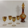LOT OF 5 - HAND PAINTED BOHEMIAN GLASS DECANTER W/ LIQUEUR GLASSES