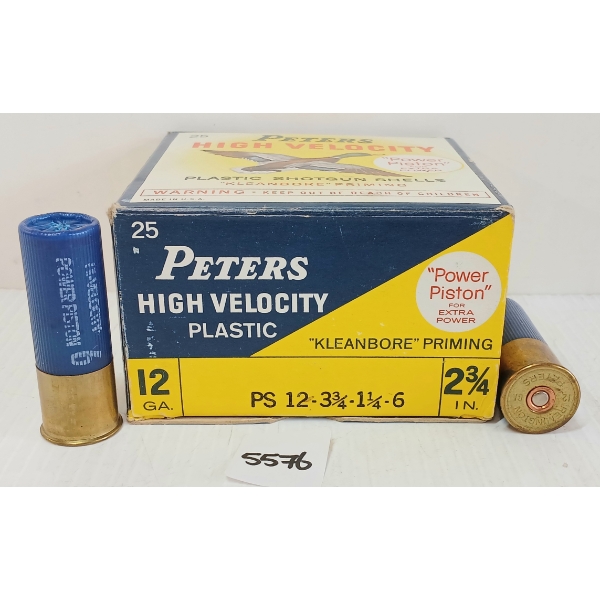 AMMO: 25X PETERS HIGH VELOCITY PLASTIC 12GA - 2 3/4IN - #6 SHOT - COLLECTIBLE BOX