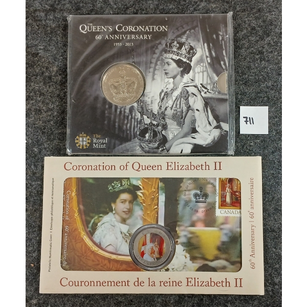 LOT OF 2 - 2013 RCM 25 CENT W/ STAMP & 2013 ROYAL MINT 5 POUND UNCIRCULATED COIN SETS 