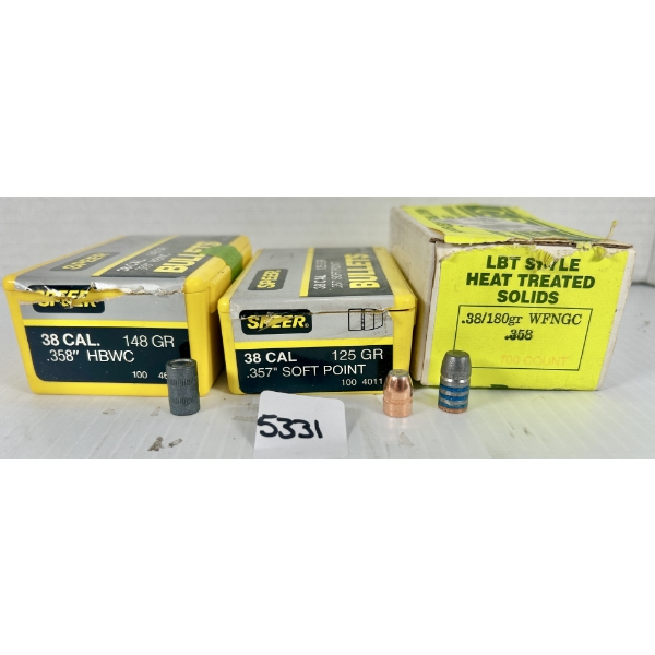 BULLETS: APPROX 230X .38 CAL 148 GR & 125 GR & 180 GR