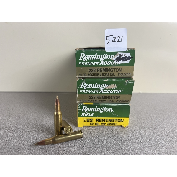 AMMO: 60X REMINGTON .222 REM 50 GR. 40X ACCUTIP 20X PSP