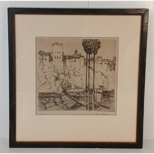 "GRANADA" BY DOROTHY STEVENS - FRAMED ETCHING ON PAPER