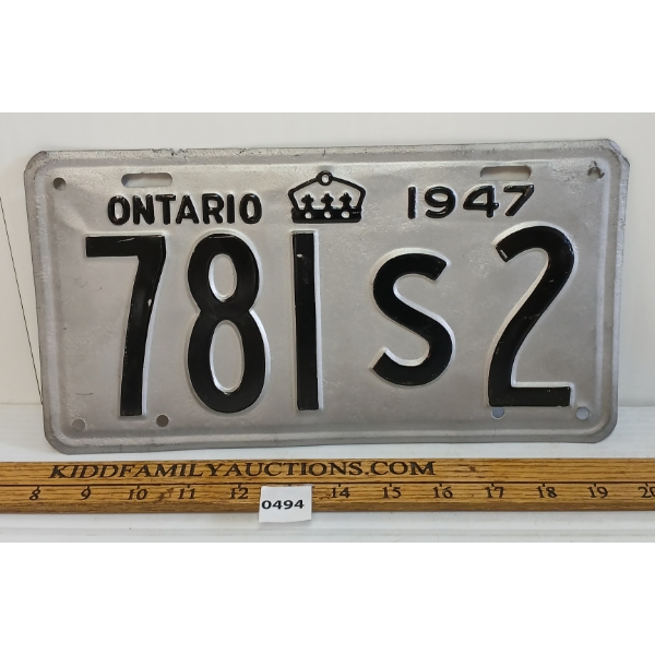 1947 ONTARIO LICENCE PLATE