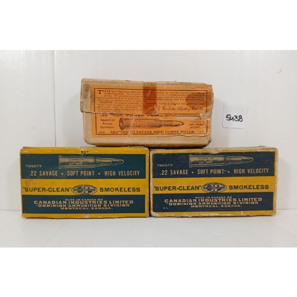 AMMO: 8X CIL .22 SAV - 70GR - SP - INCL COLLECTABLE BOXES