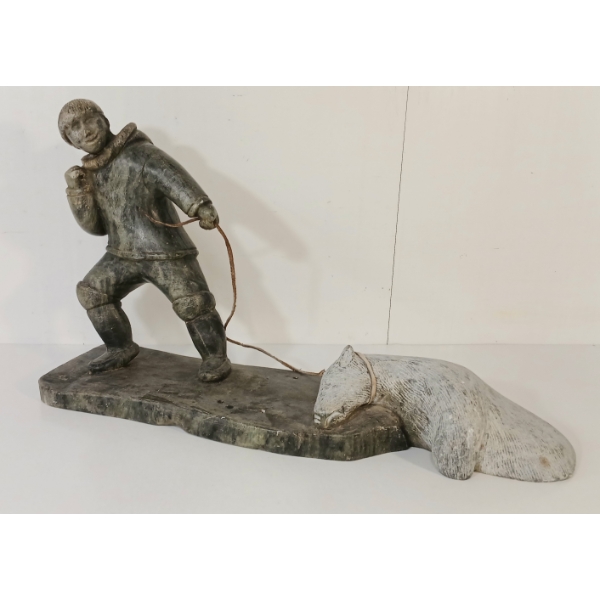 "HUNTER & BEAR" BY E. KONWNIAK (PRS CDN ARTIST) - STONE