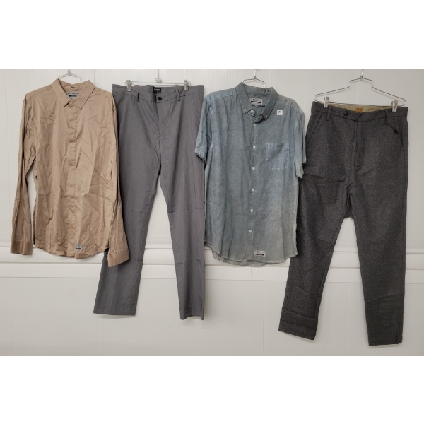 LOT OF 4 - MEN'S CLASSIFIED BUTTON-UP SHIRTS & MINIMUM DRESS PANTS