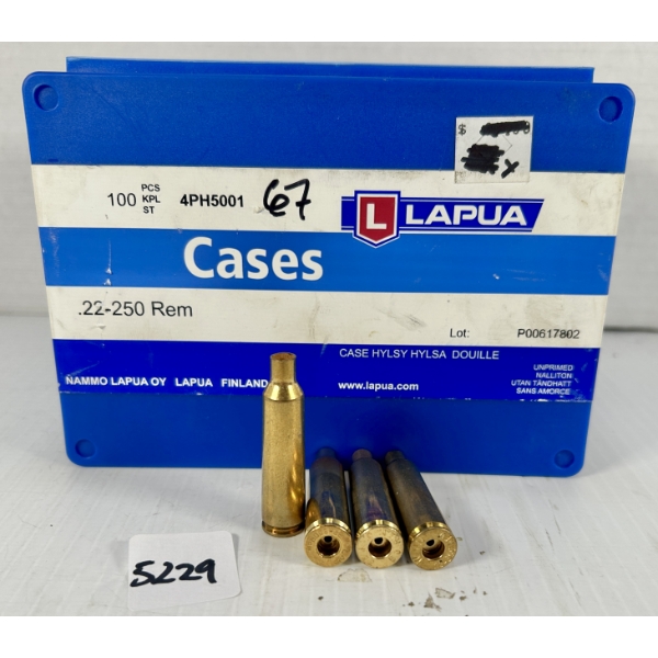 BRASS: 67X .22-250 REM - AS NEW 