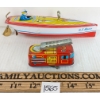 Image 2 : LOT OF 2 - JOHNSON TOY & MFG JAPAN TIN WIND UP BOAT & FIRETRUCK