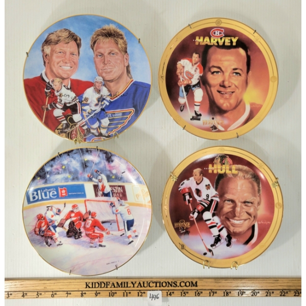 LOT OF 5 - HOCKEY COLLECTOR PLATES - AUTOGRAPHED BOBBY & BRETT HULL