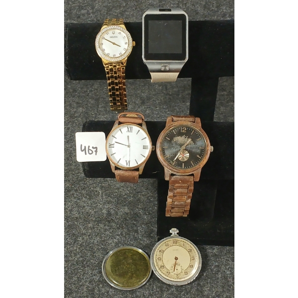 LOT OF 5 - BULOVA, LINCO, ROHS, PACIFIC & WILD WRISTWATCHES