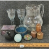 Image 1 : JOB LOT - GLASS PITCHER, TURQUOISE JEWELLERY BOX, INK BOTTLES & PAPER WEIGHTS ETC