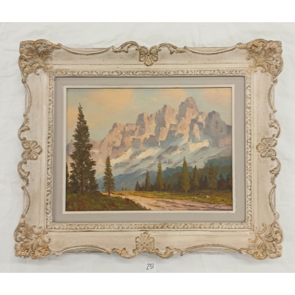"ROAD TO OLD LAKE O'HARA CAMP" BY J.M. - FRAMED OIL ON BOARD